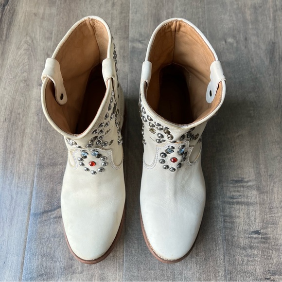 Isabel Marant Cream Studded Leather Ankle Boots Size 6 US 36 - Picture 5 of 10
